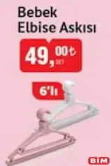 BEBEK ELBİSE ASKISI 6'LI